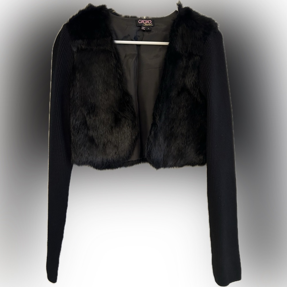 Short black faux jacket size L